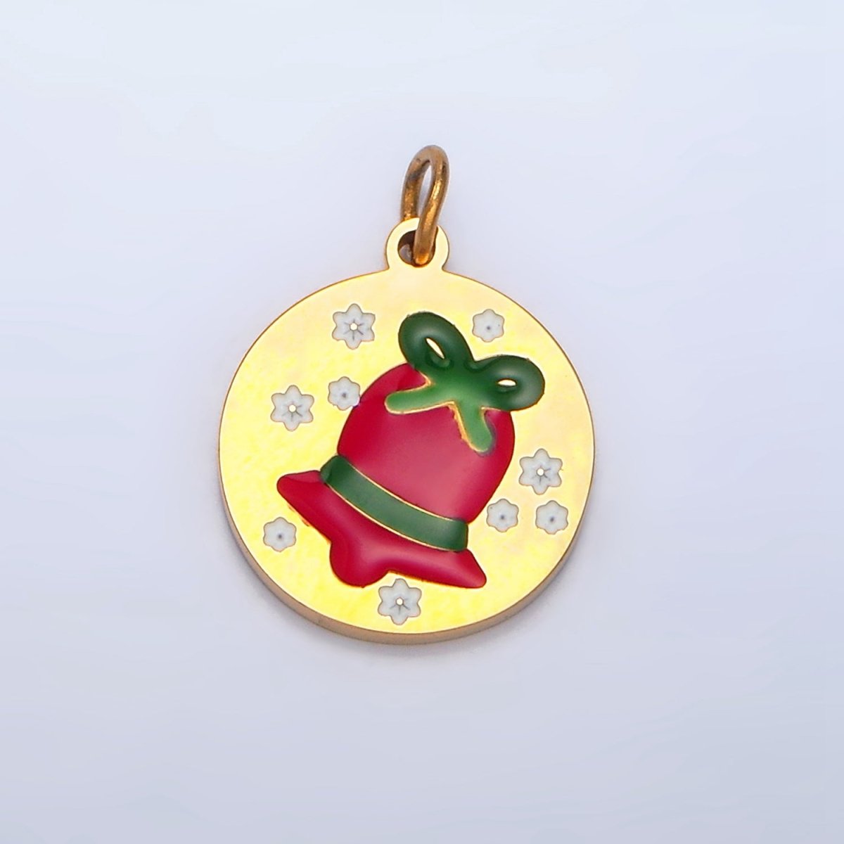 Stainless Steel Jingle Bell Enamel Christmas Holiday Charm | P1303 - DLUXCA