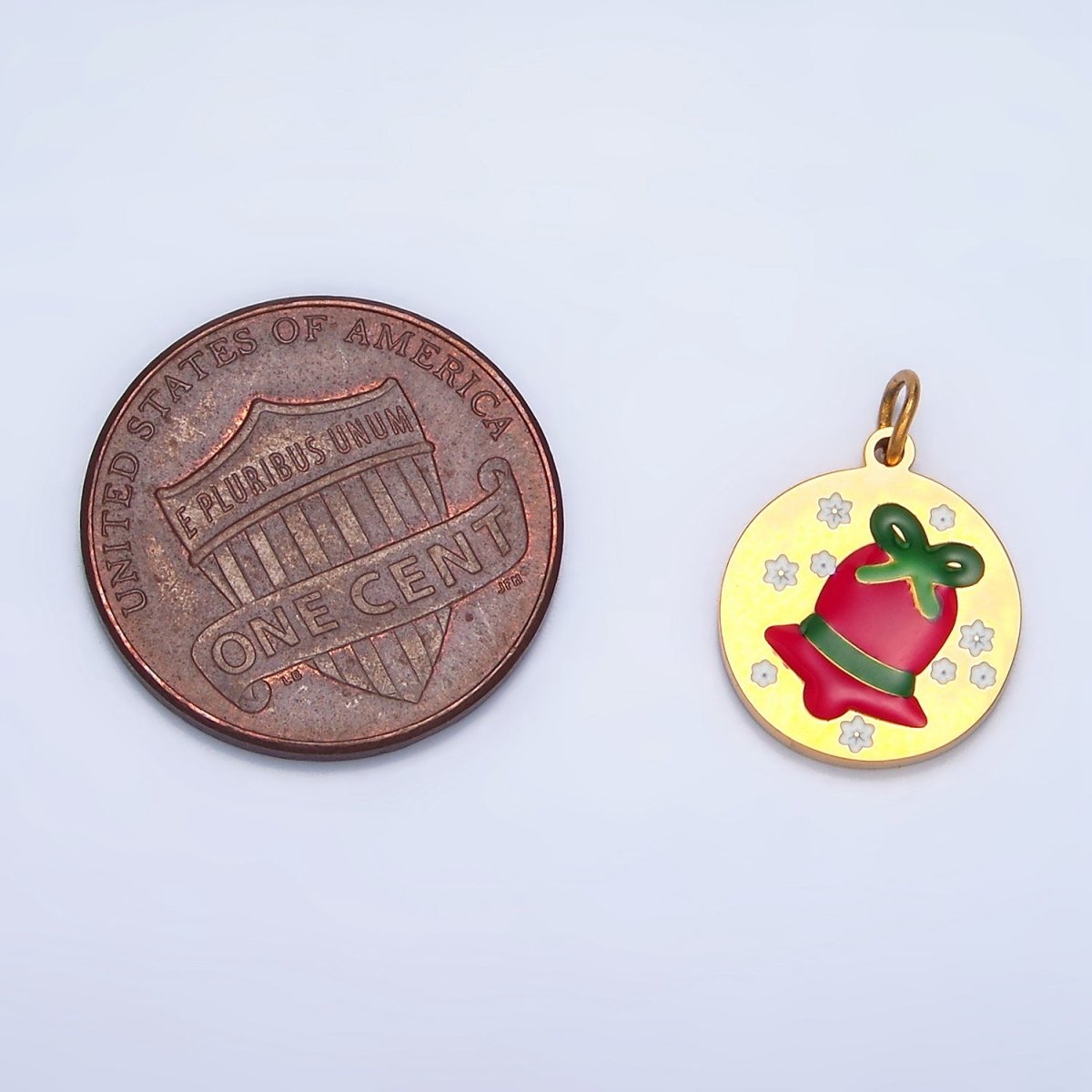 Stainless Steel Jingle Bell Enamel Christmas Holiday Charm | P1303 - DLUXCA