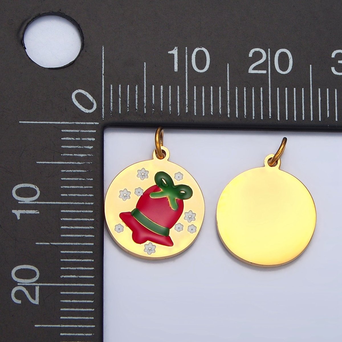 Stainless Steel Jingle Bell Enamel Christmas Holiday Charm | P1303 - DLUXCA