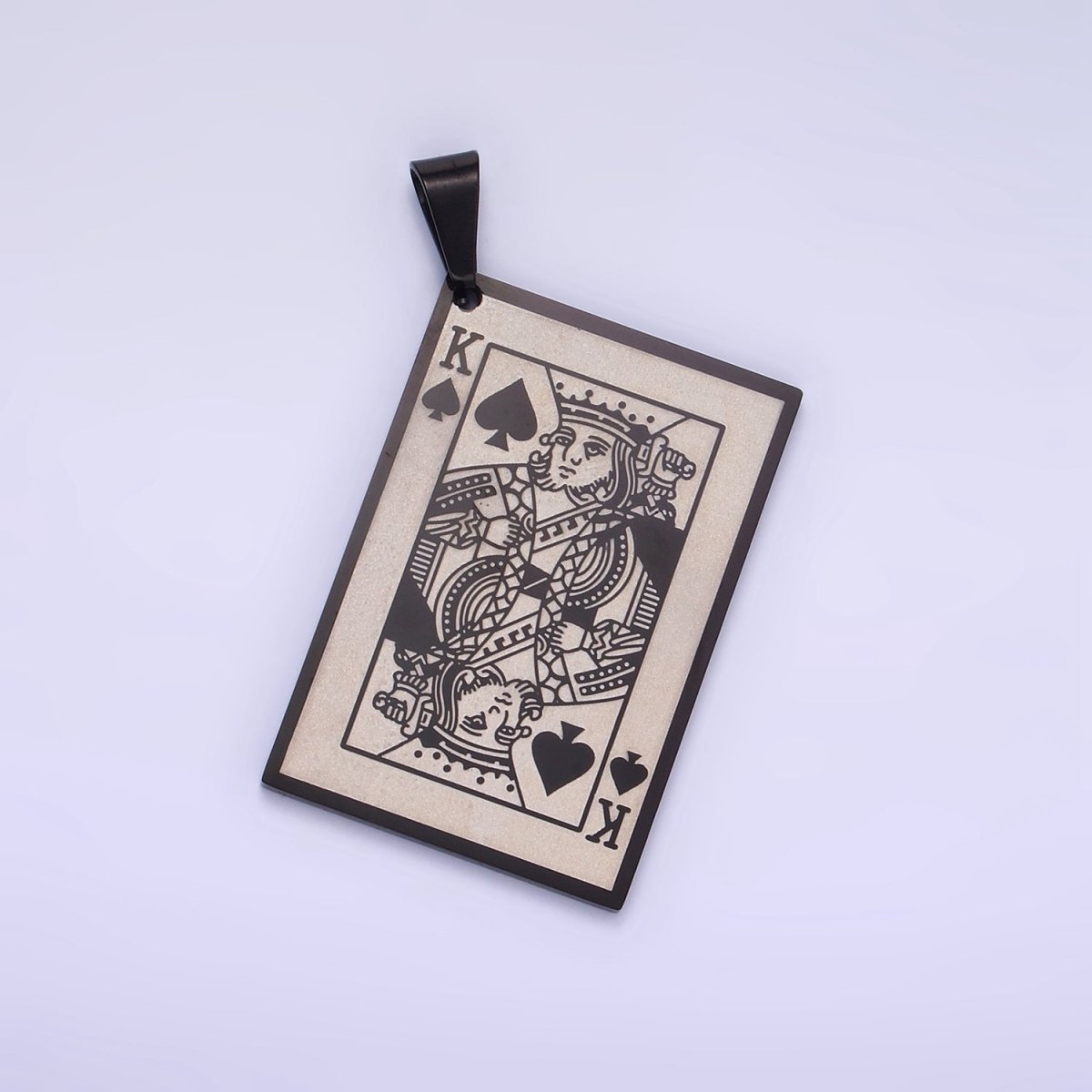 Stainless Steel King of Heart Pendant King of Skull Charm Poker Playing Card in Gold & Silver | P1440 - DLUXCA