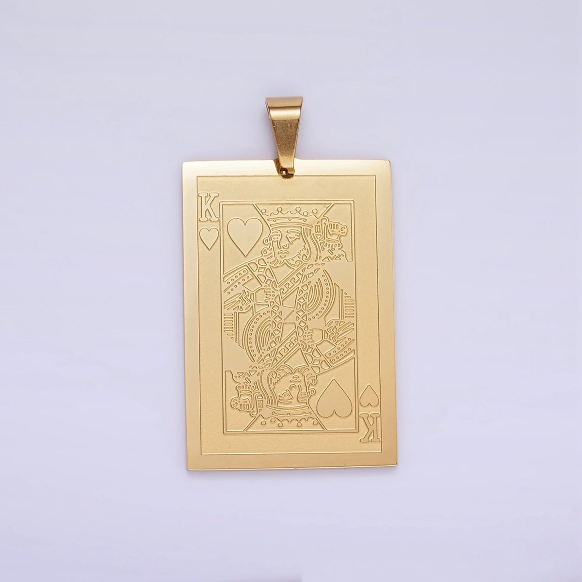 Stainless Steel King of Heart Pendant King of Skull Charm Poker Playing Card in Gold & Silver | P1440 - DLUXCA