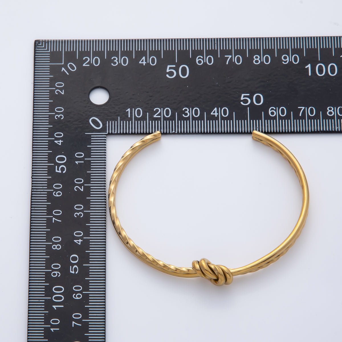 Stainless Steel Knot Twisted Double Band Cuff Bracelet in Gold & Mixed Metal | WA - 1218 WA - 1225 - DLUXCA