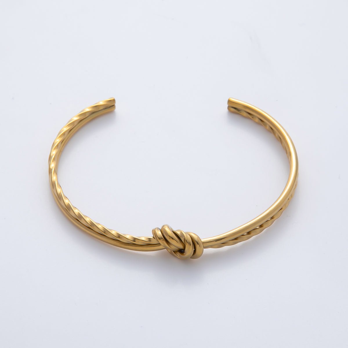 Stainless Steel Knot Twisted Double Band Cuff Bracelet in Gold & Mixed Metal | WA - 1218 WA - 1225 - DLUXCA