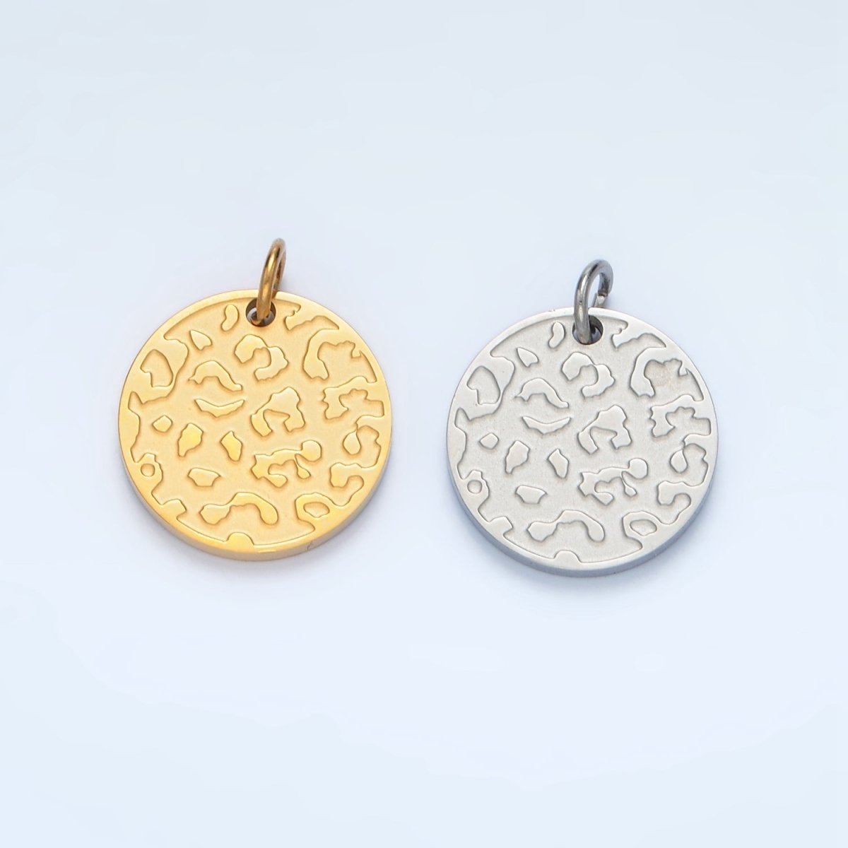 Stainless Steel Leopard Print Charm Minimalist Coin Cheetah Pendant | P638 - DLUXCA