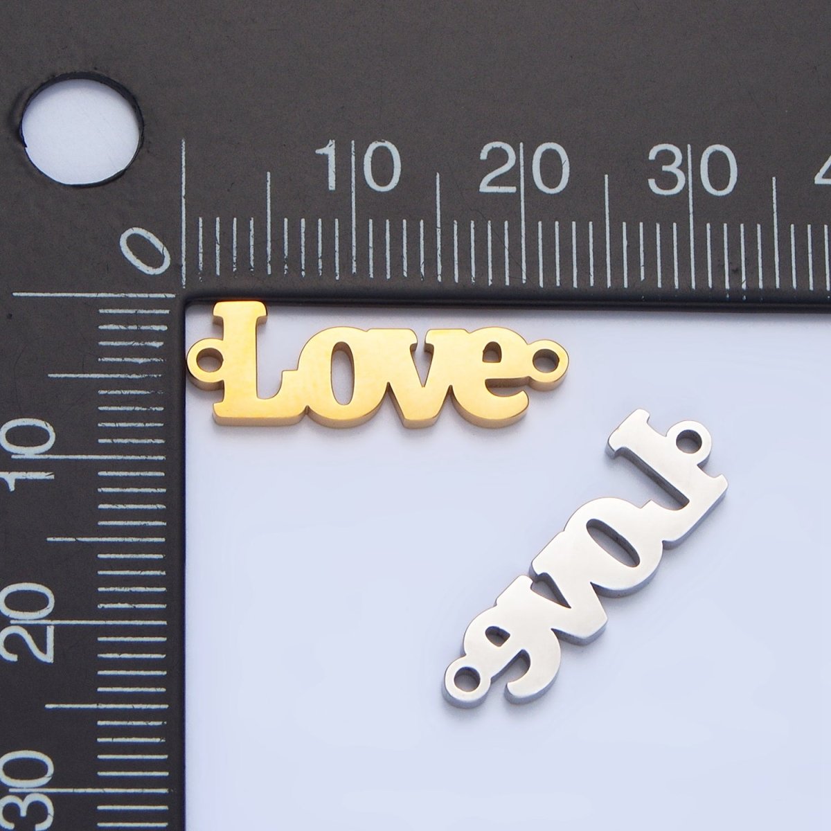 Stainless Steel Love Word Charm Connector in Gold & Silver | F - 268 - DLUXCA