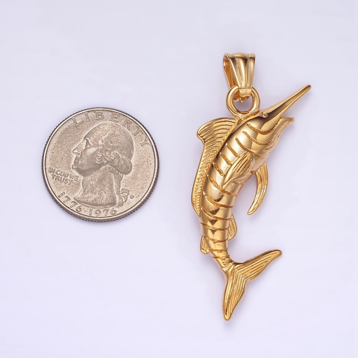 Stainless Steel Marlin Fish Charms Pendant in Gold & Silver | P1441 P1442 - DLUXCA