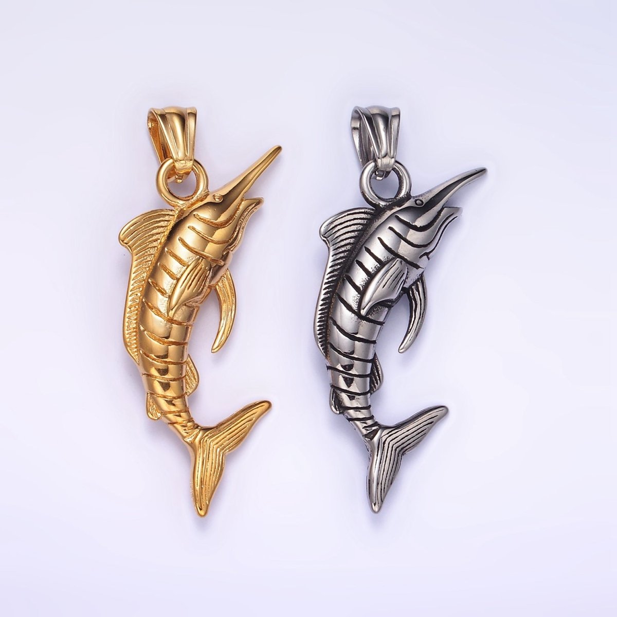 Stainless Steel Marlin Fish Charms Pendant in Gold & Silver | P1441 P1442 - DLUXCA