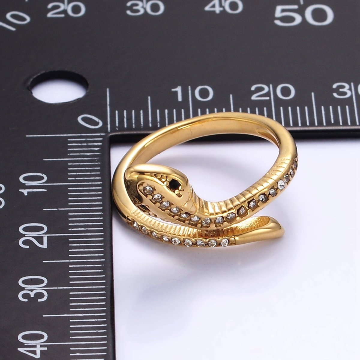 Stainless Steel Micro Paved CZ Serpent Snake Wrap Ring | U044 U045 - DLUXCA