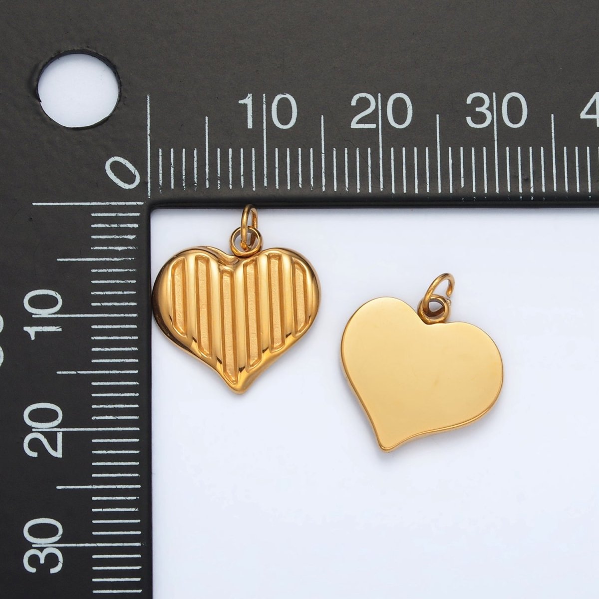 Stainless Steel Mini Bar Lined Heart Charm | P1046 - DLUXCA