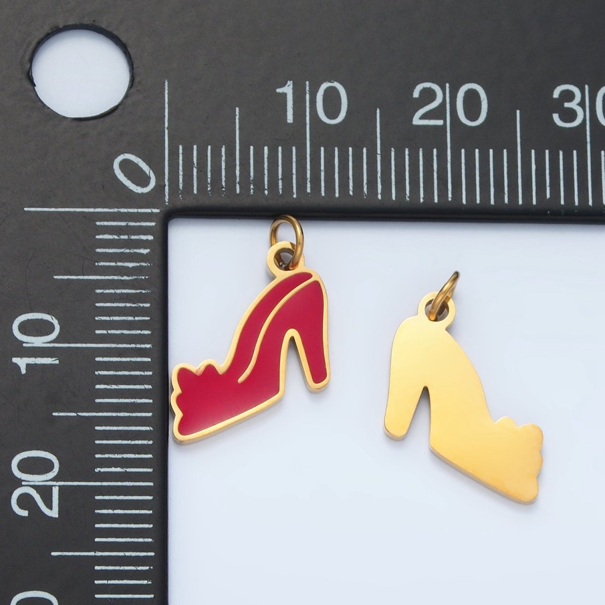 Stainless Steel Mini Red Heels Enamel Charm | P683 - DLUXCA