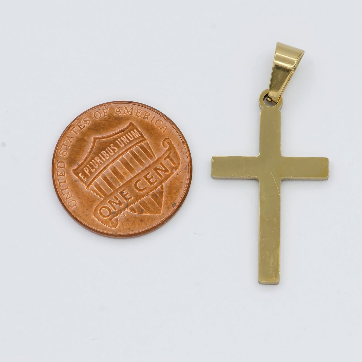 Stainless Steel Minimalist Cross Religious Symbol Pendant | P1462 - DLUXCA