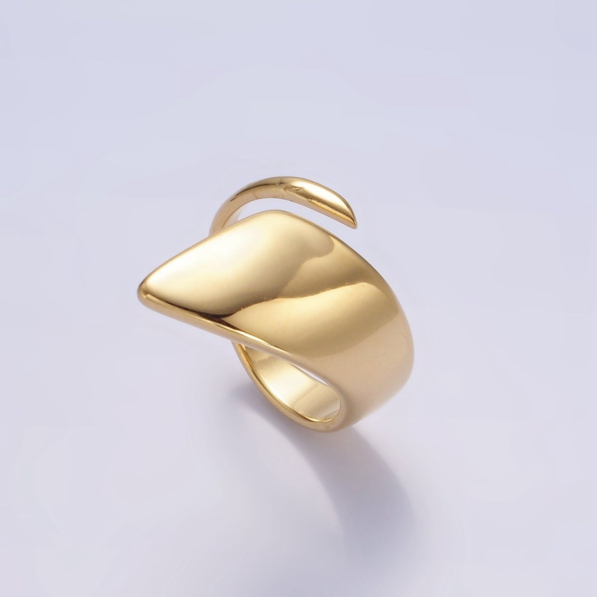 Stainless Steel Minimalist Geometric Wide Wrap Ring | O879 - DLUXCA