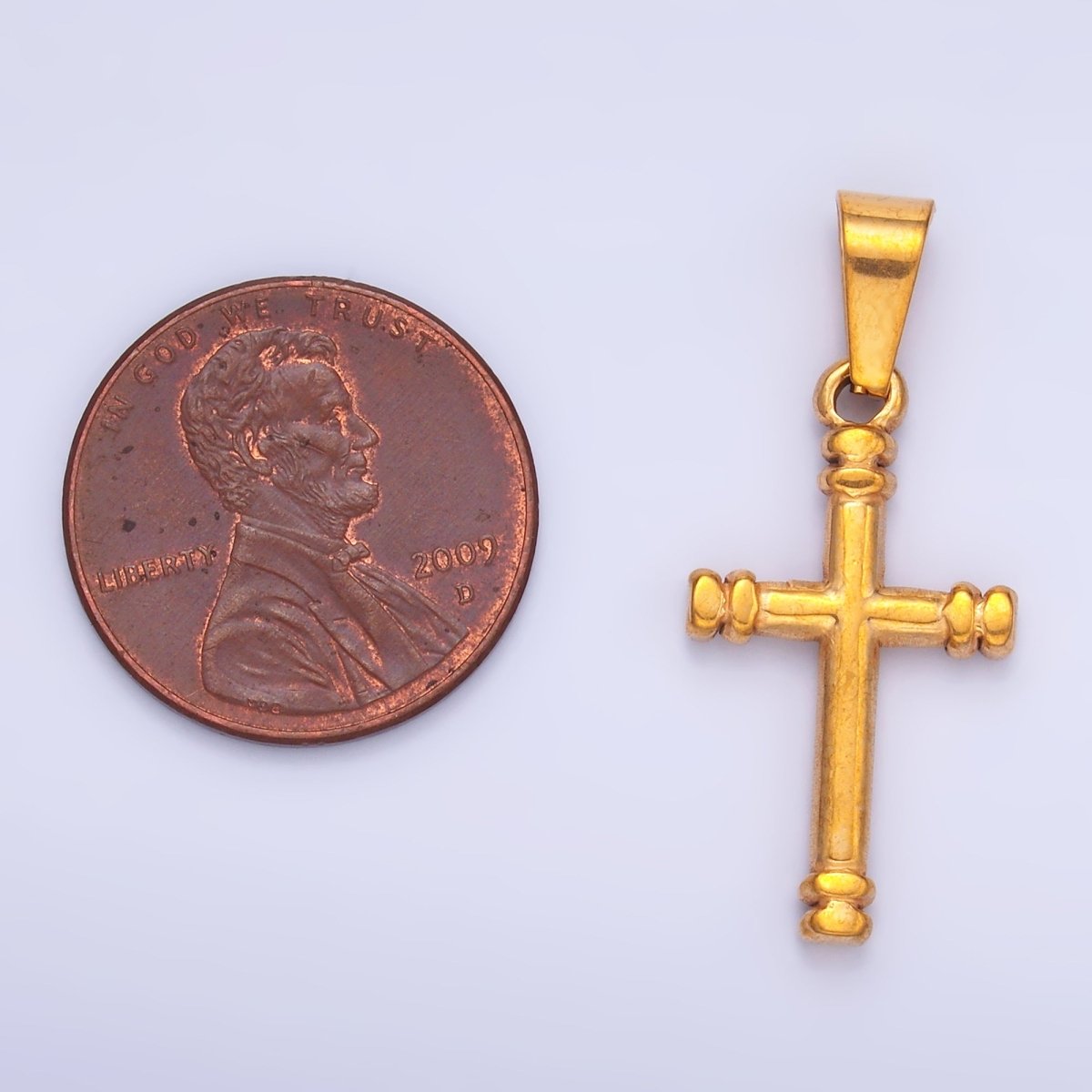 Stainless Steel Minimalist Lined Cross Pendant | P1548 - DLUXCA