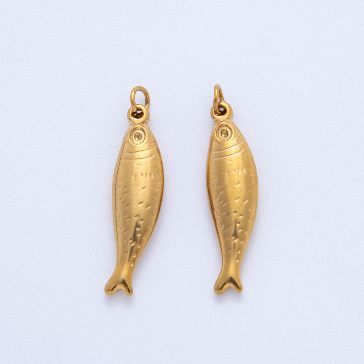 Stainless Steel Minimalist Multidimensional 3D Sardine Fish Charm | AF393 - DLUXCA