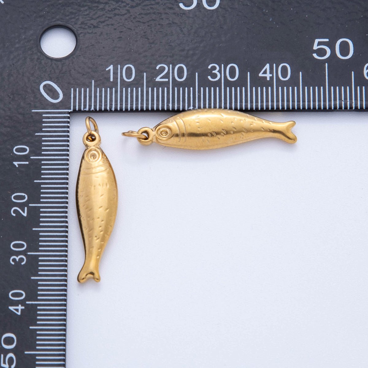 Stainless Steel Minimalist Multidimensional 3D Sardine Fish Charm | AF393 - DLUXCA