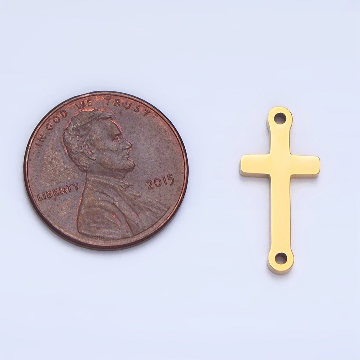 Stainless Steel Minimalist Religious Cross Charm Connector in Gold & Silver | F - 366 - DLUXCA