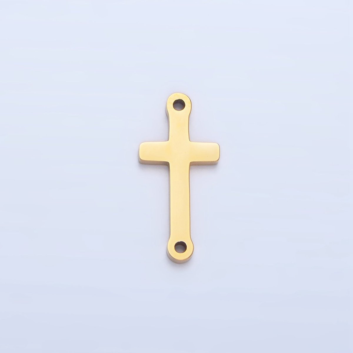 Stainless Steel Minimalist Religious Cross Charm Connector in Gold & Silver | F - 366 - DLUXCA