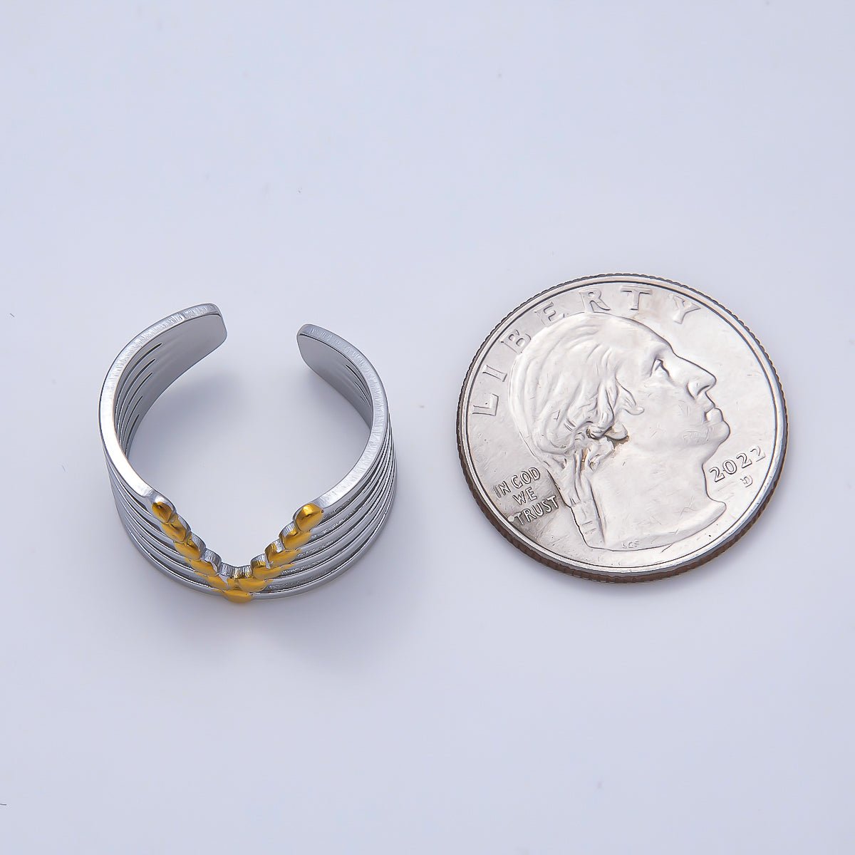Stainless Steel Mixed Metal Geometric Multi Band Ring | Rings-00185 - DLUXCA