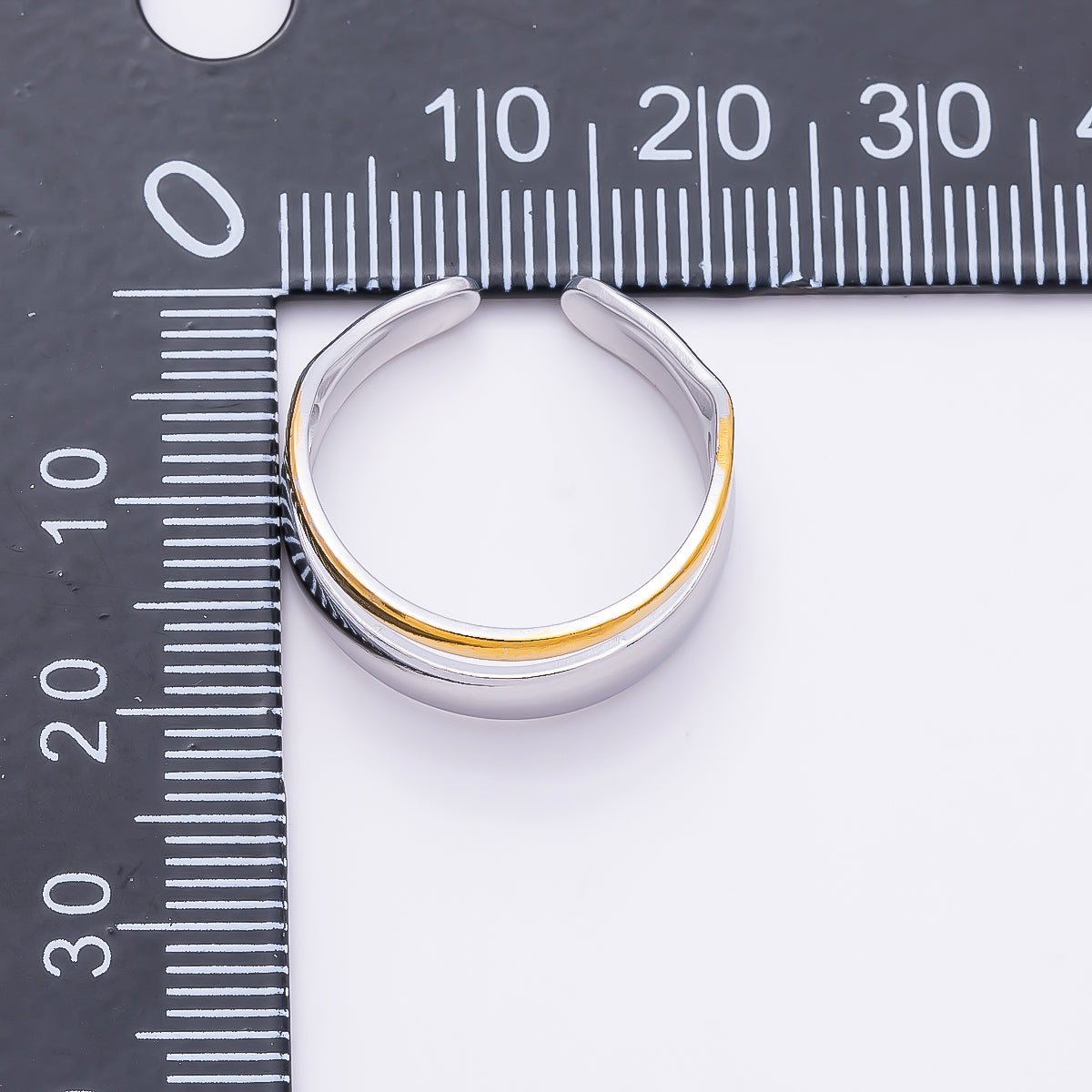 Stainless Steel Mixed Metal Minimalist Double Band Ring | Rings-00187 - DLUXCA