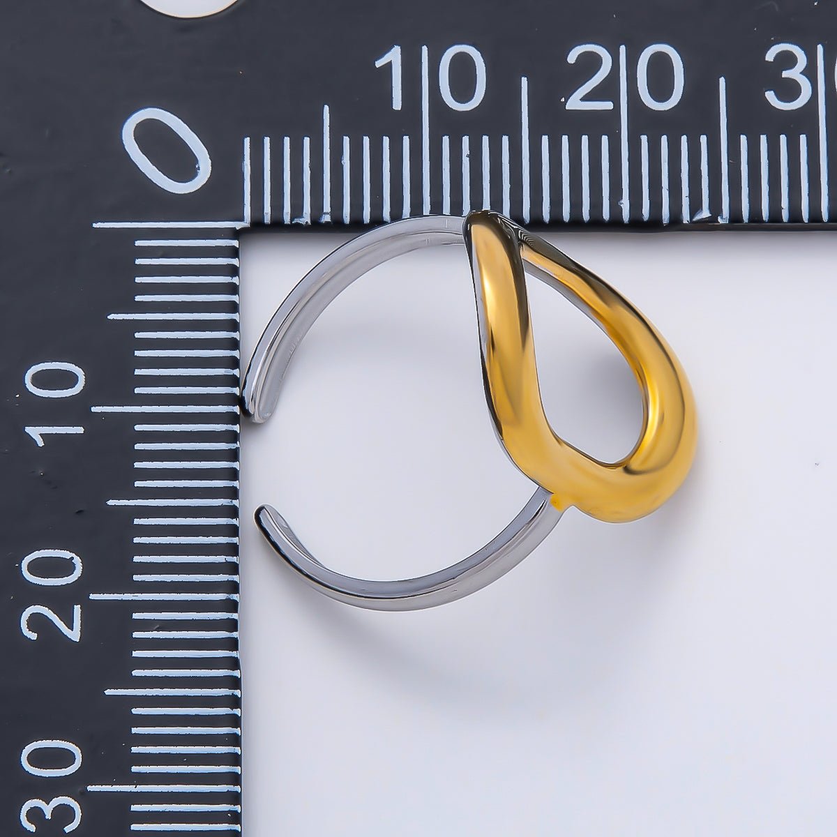 Stainless Steel Mixed Metal Open Molten Oval Ring | Rings-00175 - DLUXCA