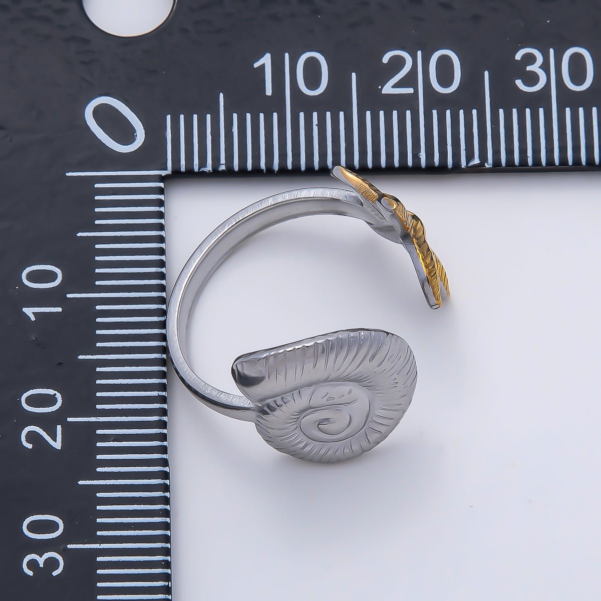 Stainless Steel Mixed Metal Starfish Scallop Sea Shell Wrap Ring | Rings-00182 - DLUXCA