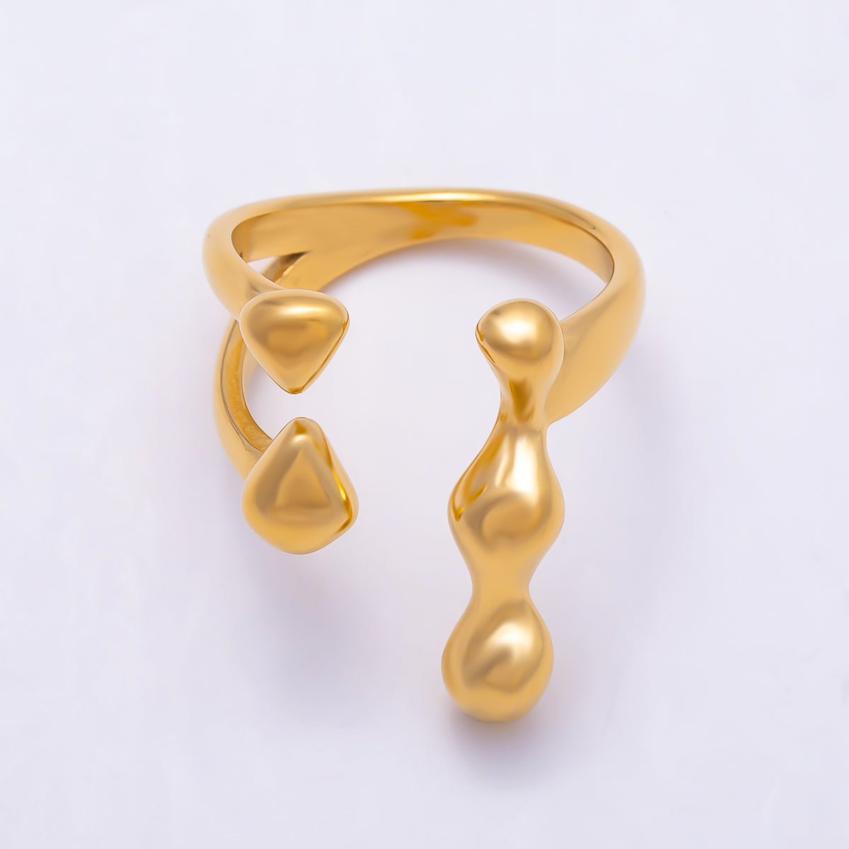 Stainless Steel Molten Drip Wrap Wrap Ring | Rings-00319 - DLUXCA