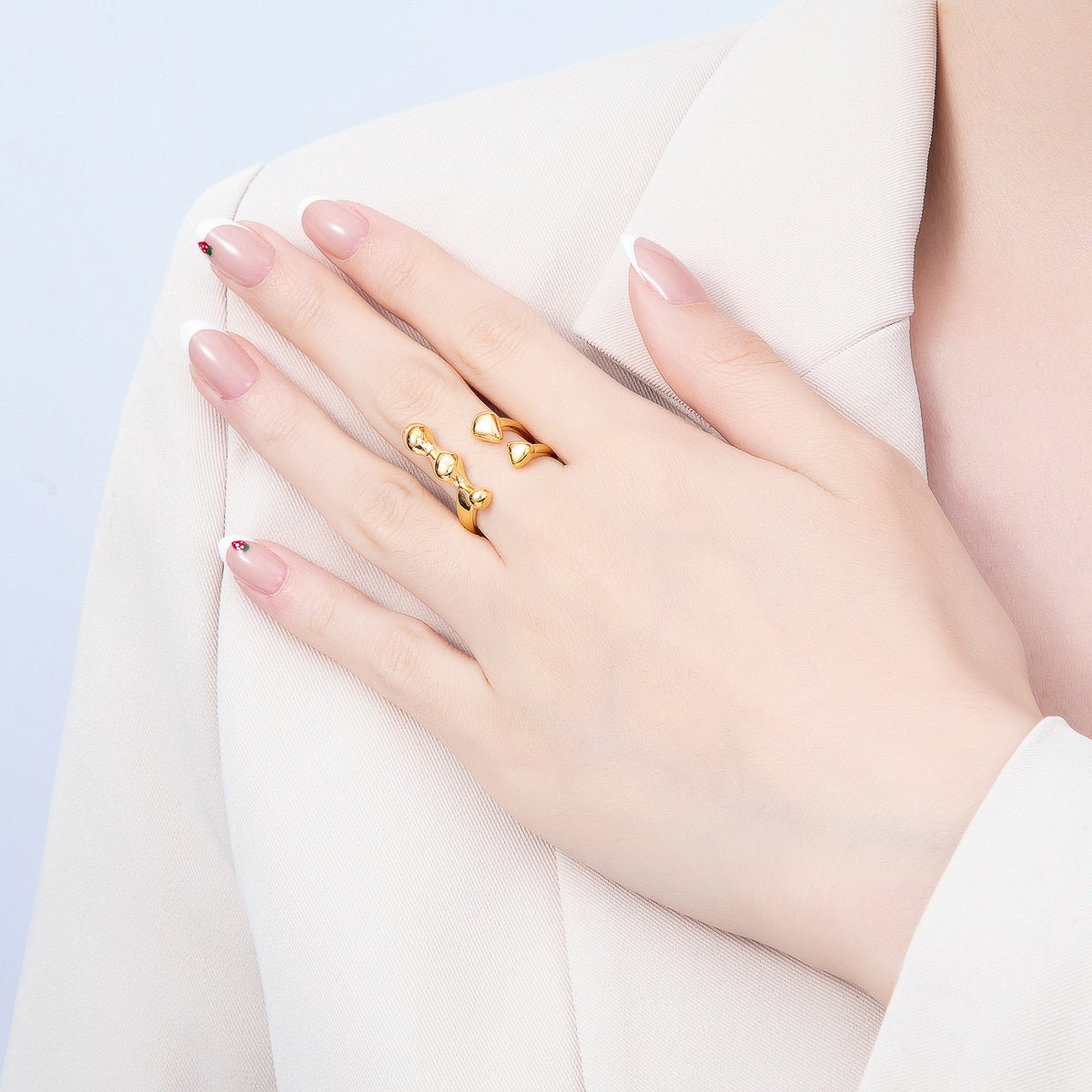 Stainless Steel Molten Drip Wrap Wrap Ring | Rings-00319 - DLUXCA