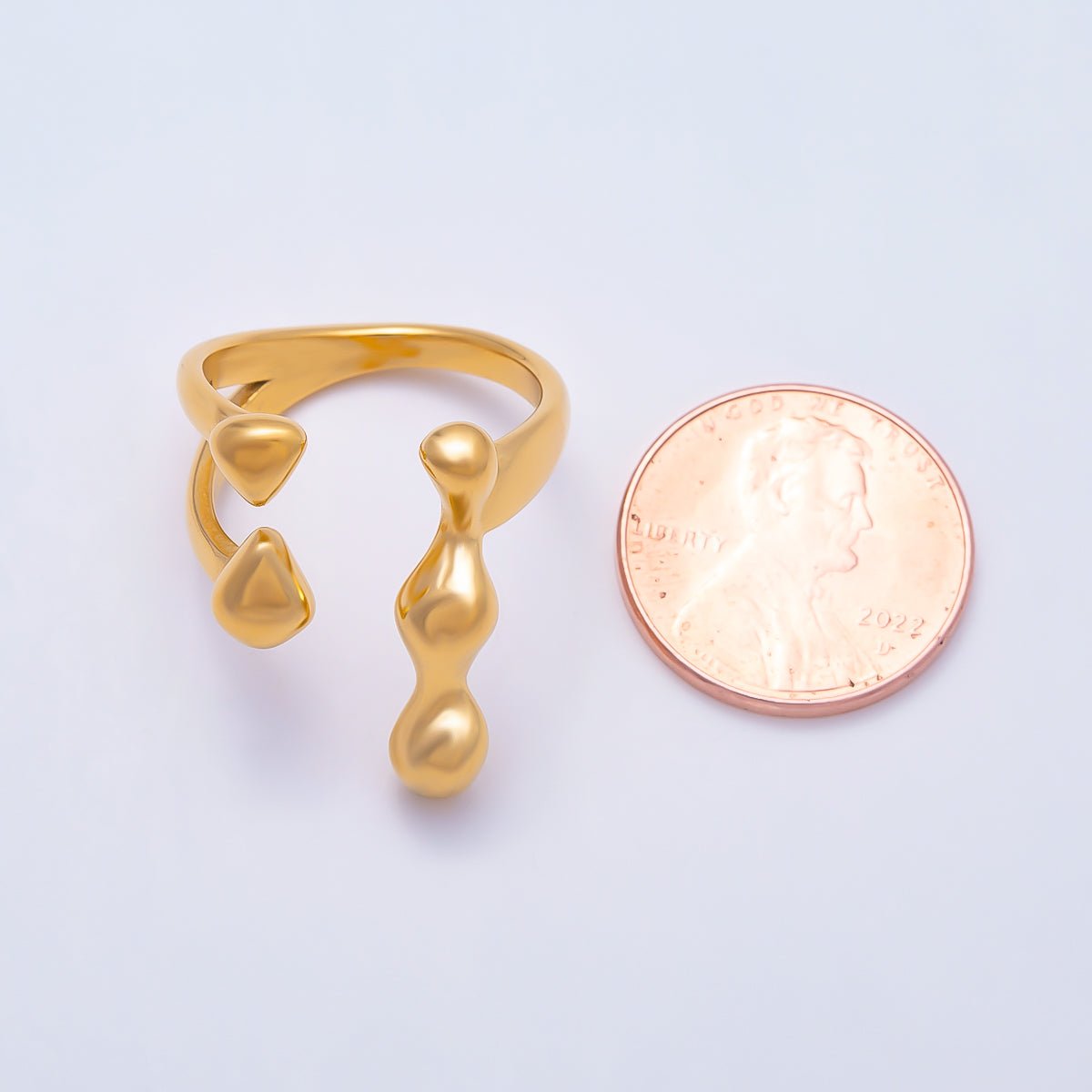 Stainless Steel Molten Drip Wrap Wrap Ring | Rings-00319 - DLUXCA