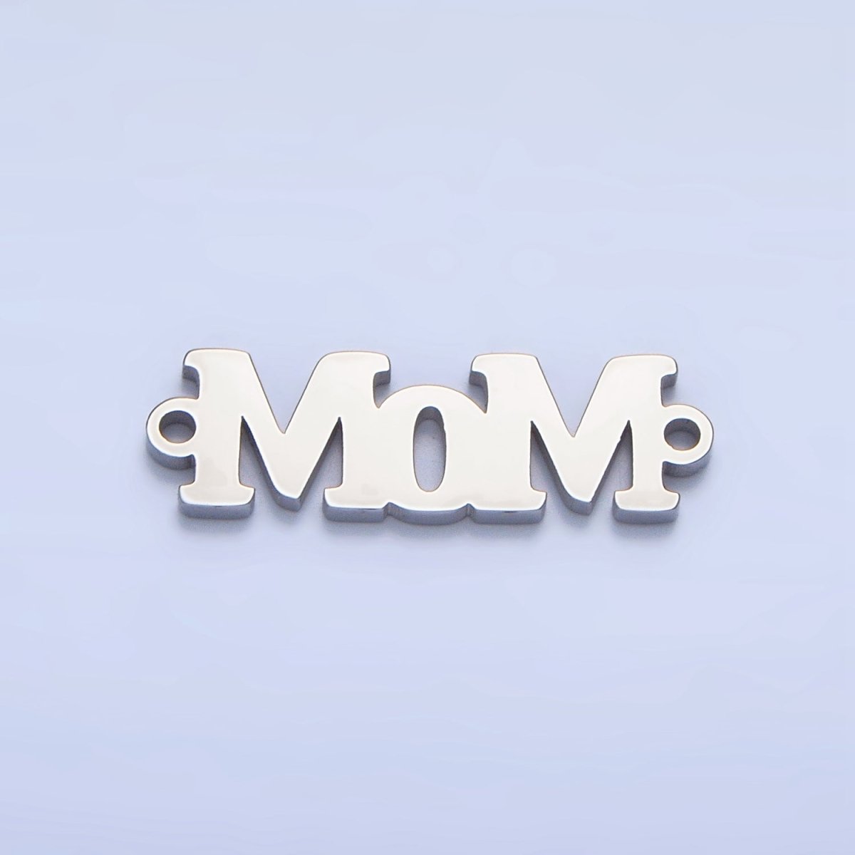 Stainless Steel "MOM" Script Minimalist Connector in Gold & Silver | F261 - DLUXCA