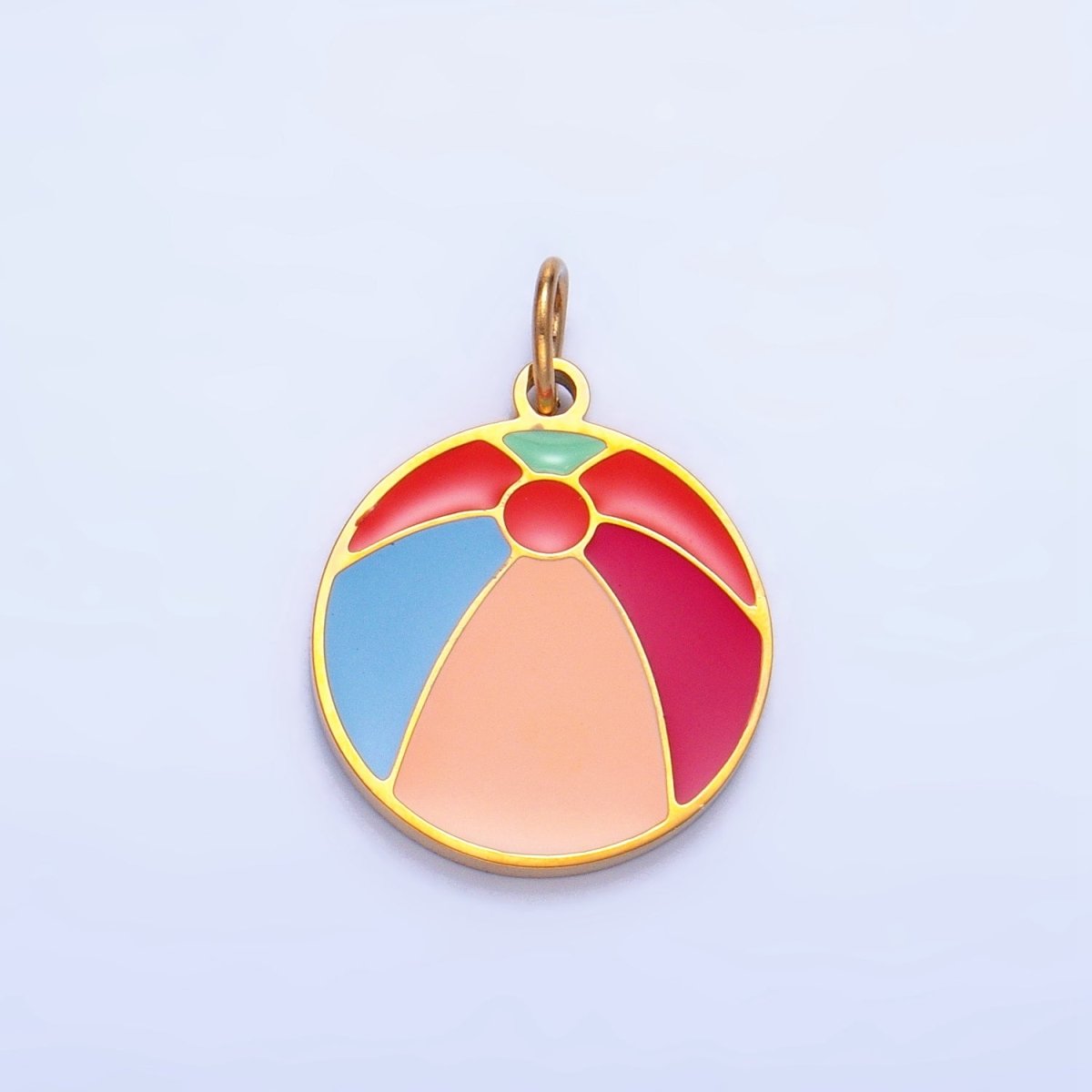 Stainless Steel Multicolor Enamel Beach Ball Charm | P1527 - DLUXCA