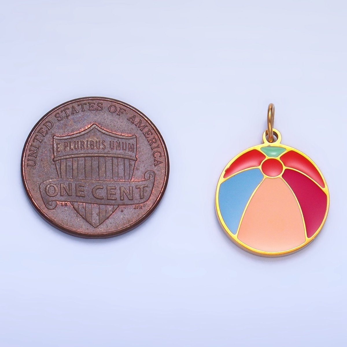 Stainless Steel Multicolor Enamel Beach Ball Charm | P1527 - DLUXCA