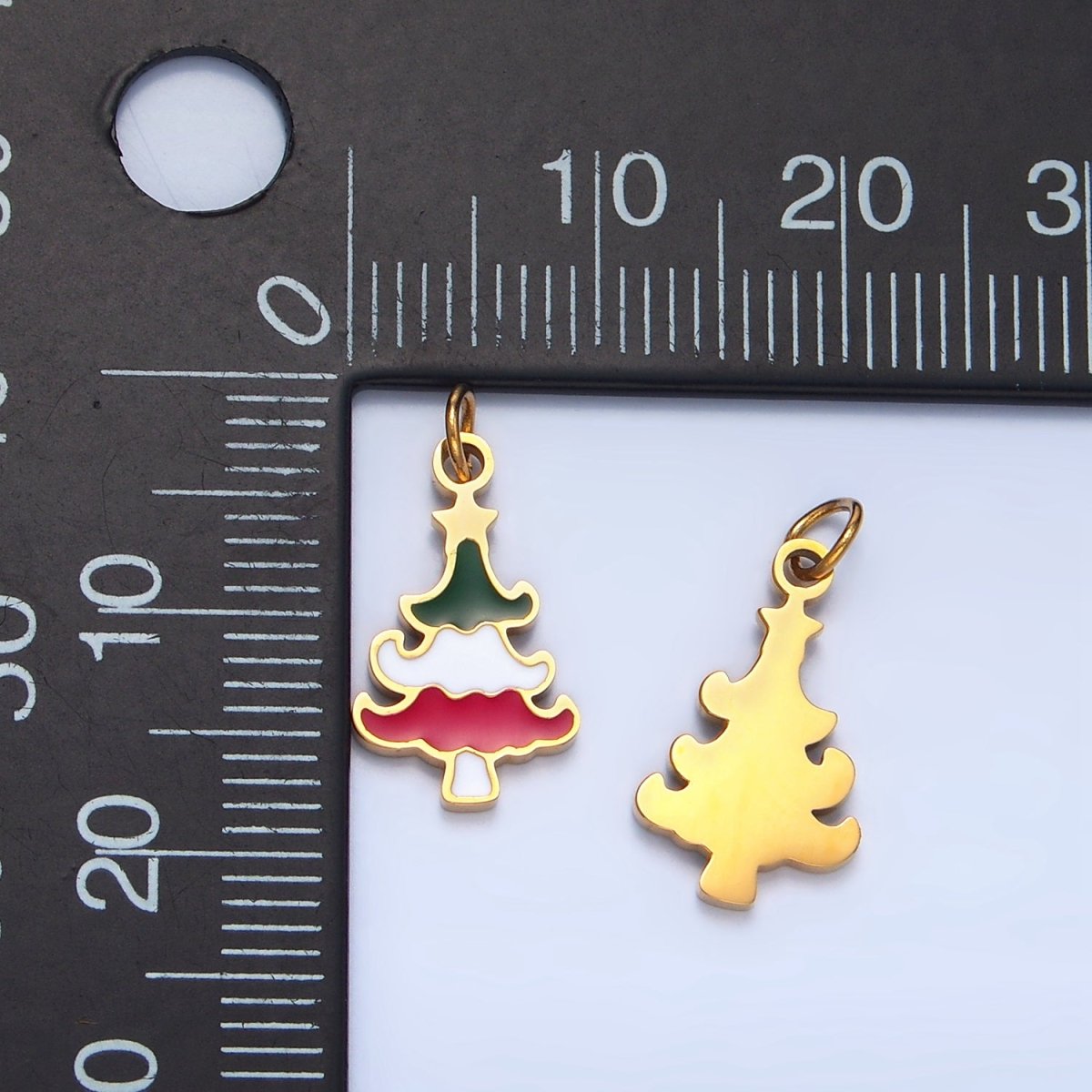 Stainless Steel Multicolor Enamel Christmas Tree Holiday Charm | P1385 - DLUXCA