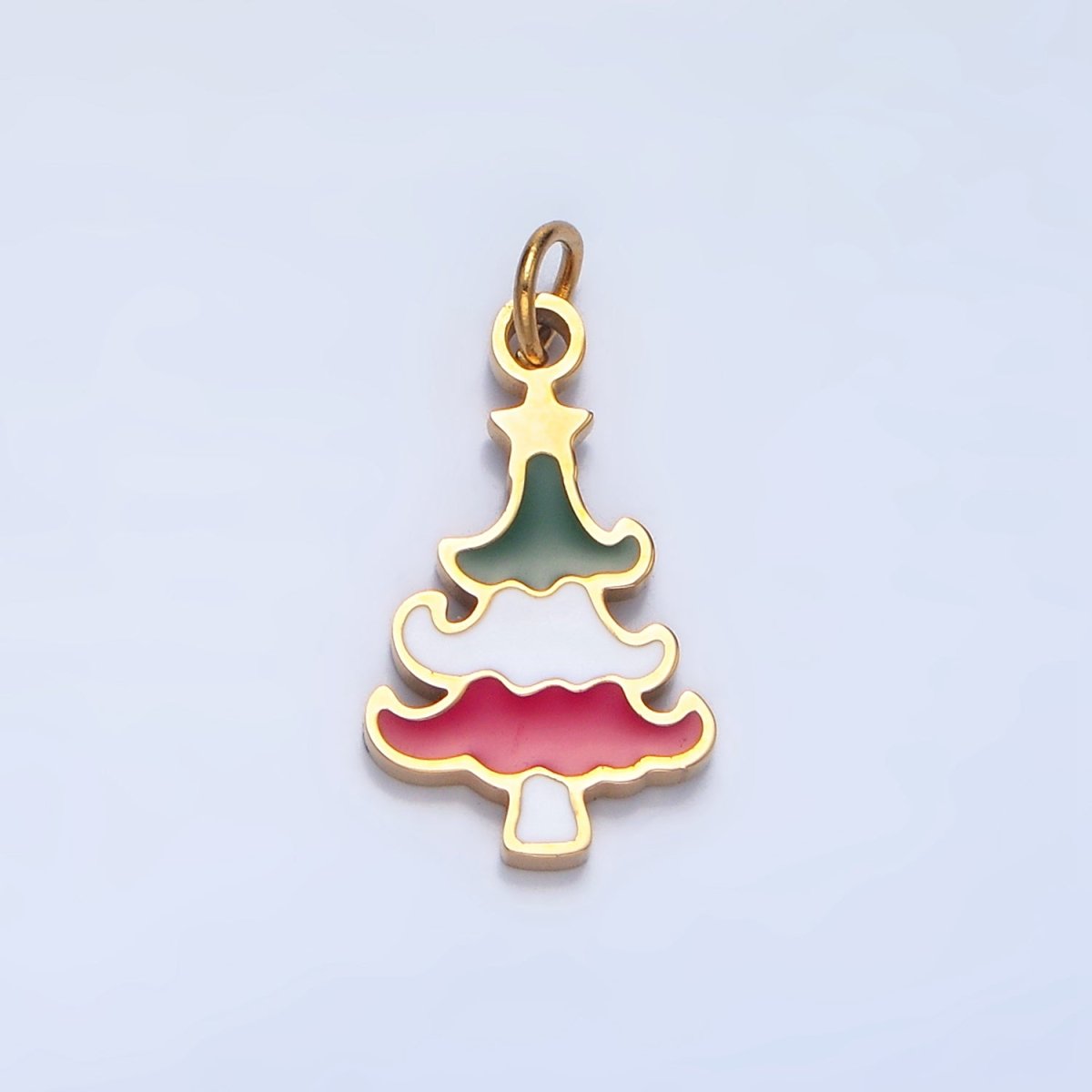 Stainless Steel Multicolor Enamel Christmas Tree Holiday Charm | P1385 - DLUXCA