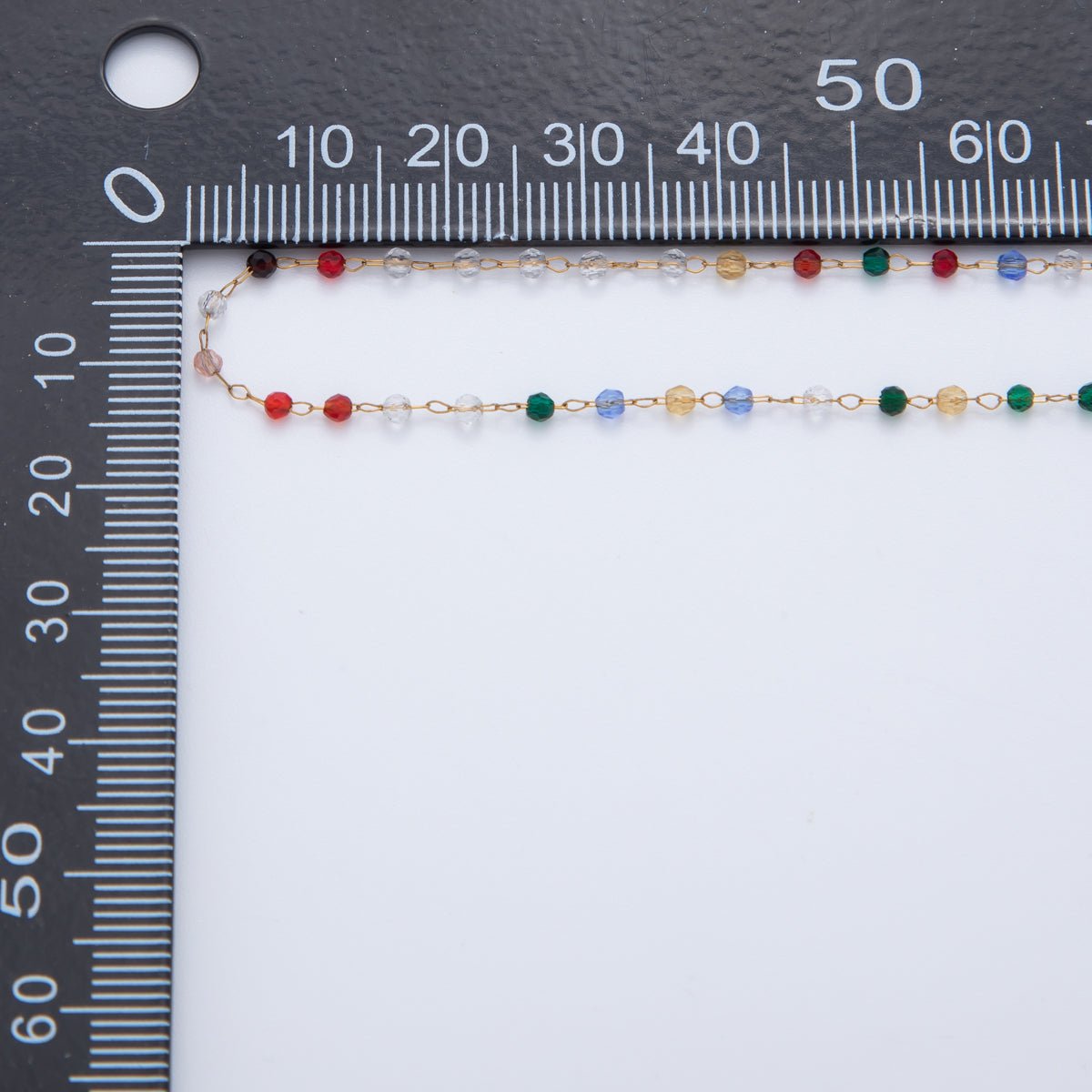 Stainless Steel Multicolor Multifaceted Round Gemstone Cable Unfinished Chain by Yard | Roll - 1614 - DLUXCA
