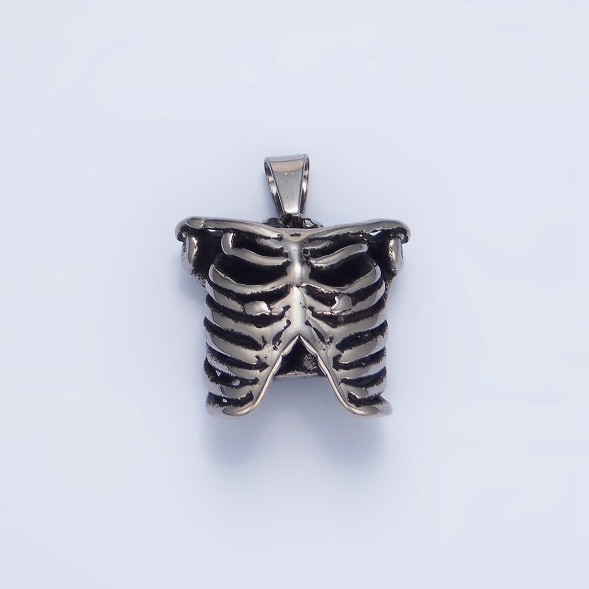 Stainless Steel Multidimensional Women, Men Human Anatomy Skeleton Rib Oxidized Silver Pendant | P1509 P1510 - DLUXCA