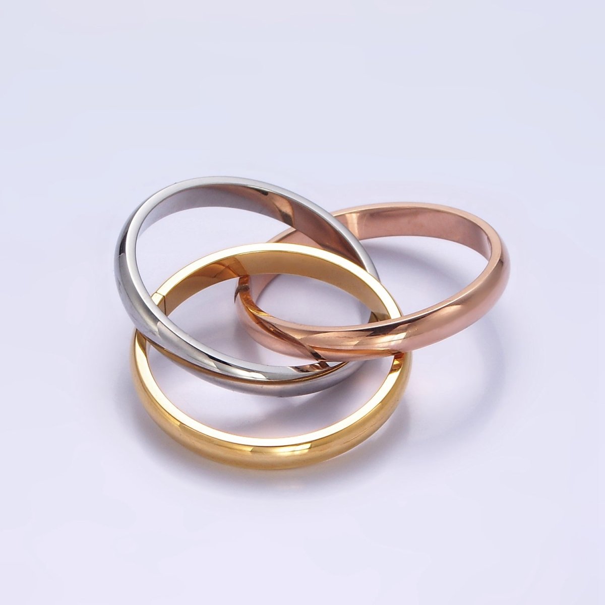 Stainless Steel Multiple Three Mixed Tone Interlock Band Ring | R412 - R414 - DLUXCA