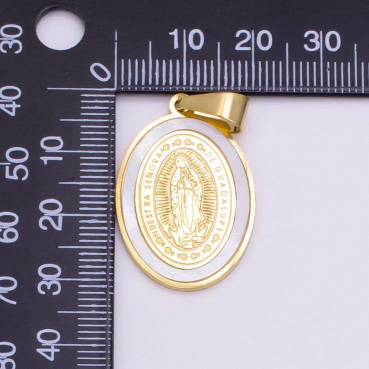 Stainless Steel "Nuestra Señora Guadalupe" Mother Mary Oval Pendant | P1479 - DLUXCA