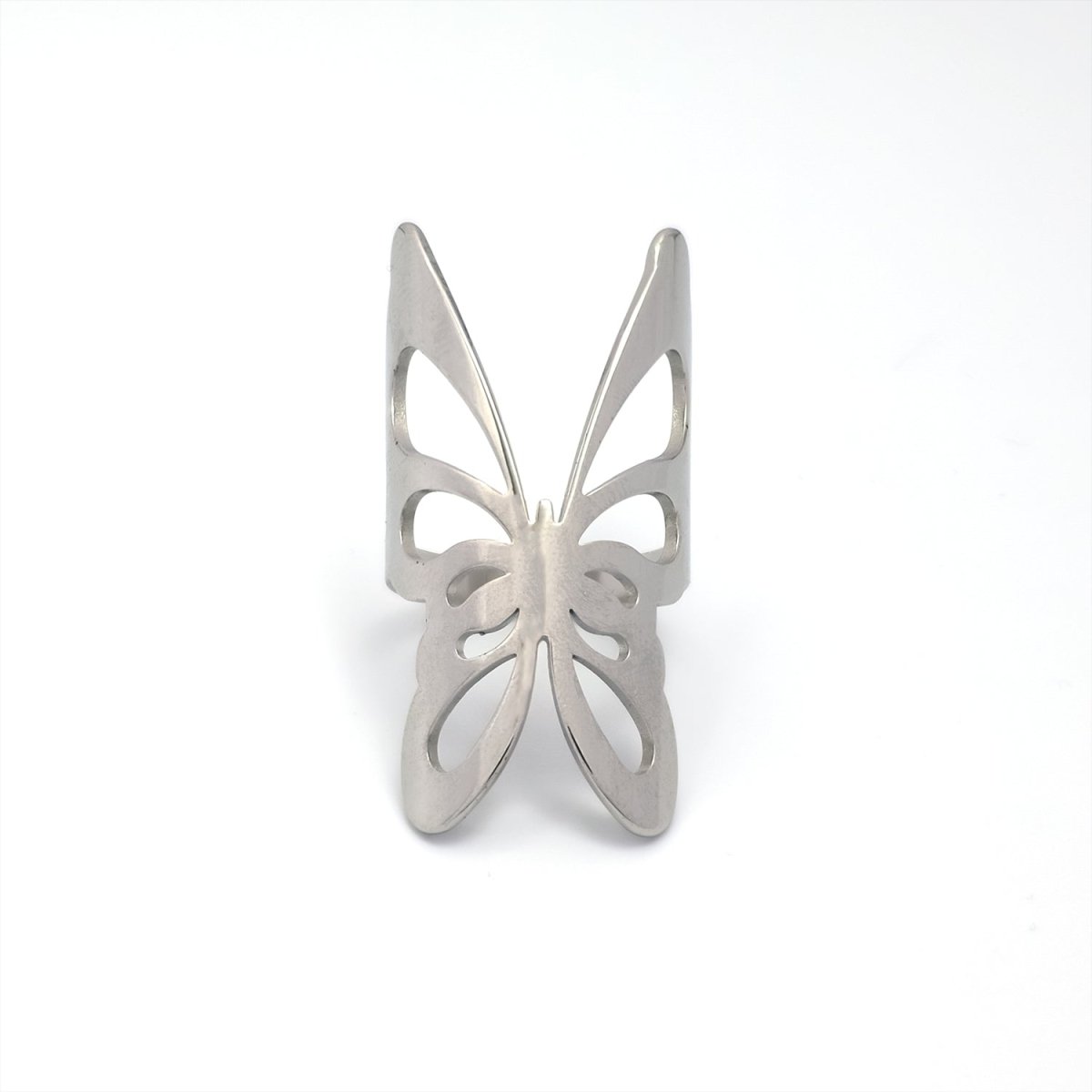 Stainless Steel Open Butterfly Ring in Gold & Silver | RINGS - 00264 - DLUXCA