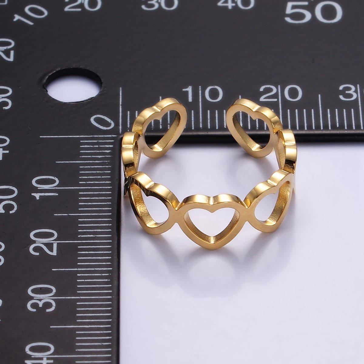 Stainless Steel Open Heart Love Adjustable Ring | O881 - DLUXCA