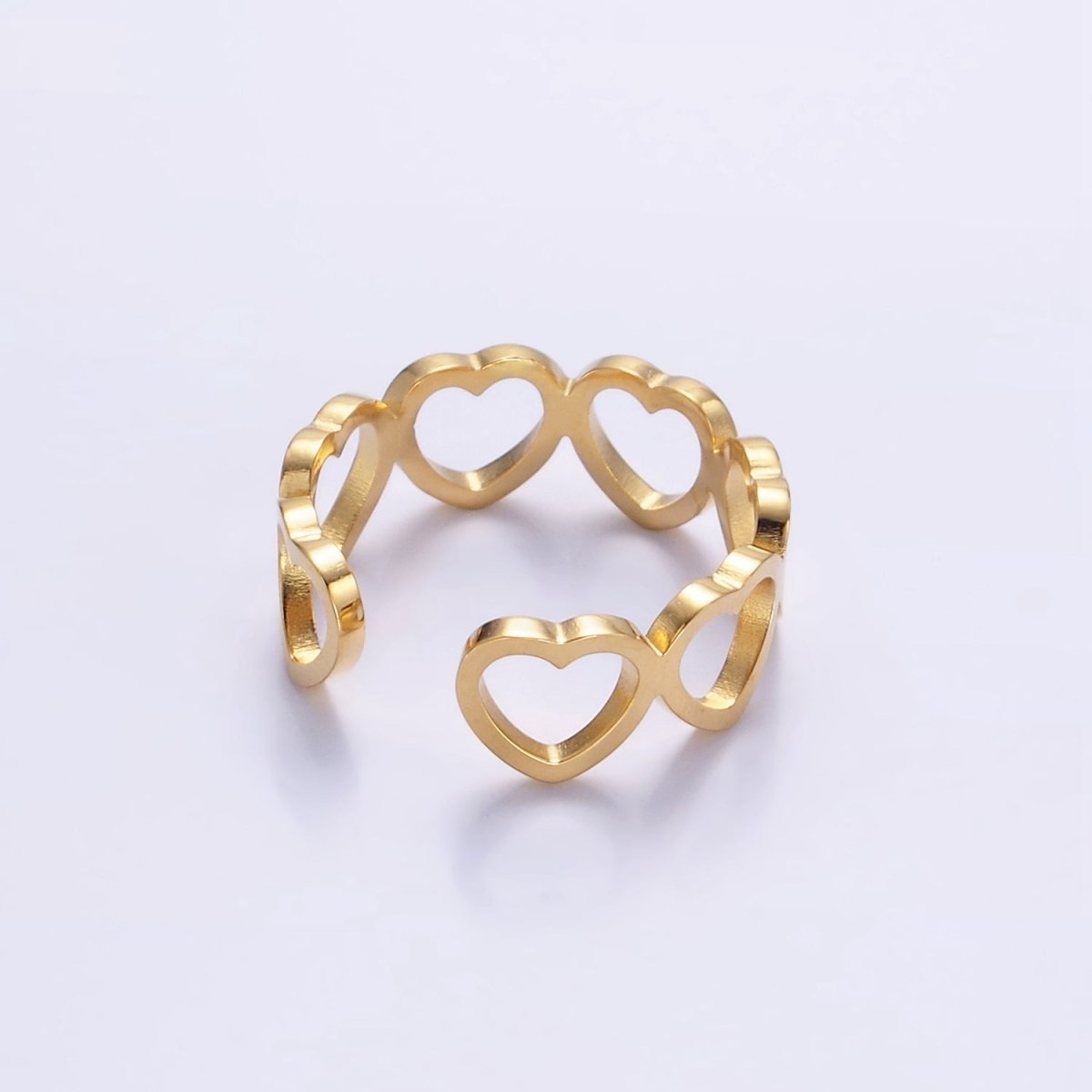 Stainless Steel Open Heart Love Adjustable Ring | O881 - DLUXCA