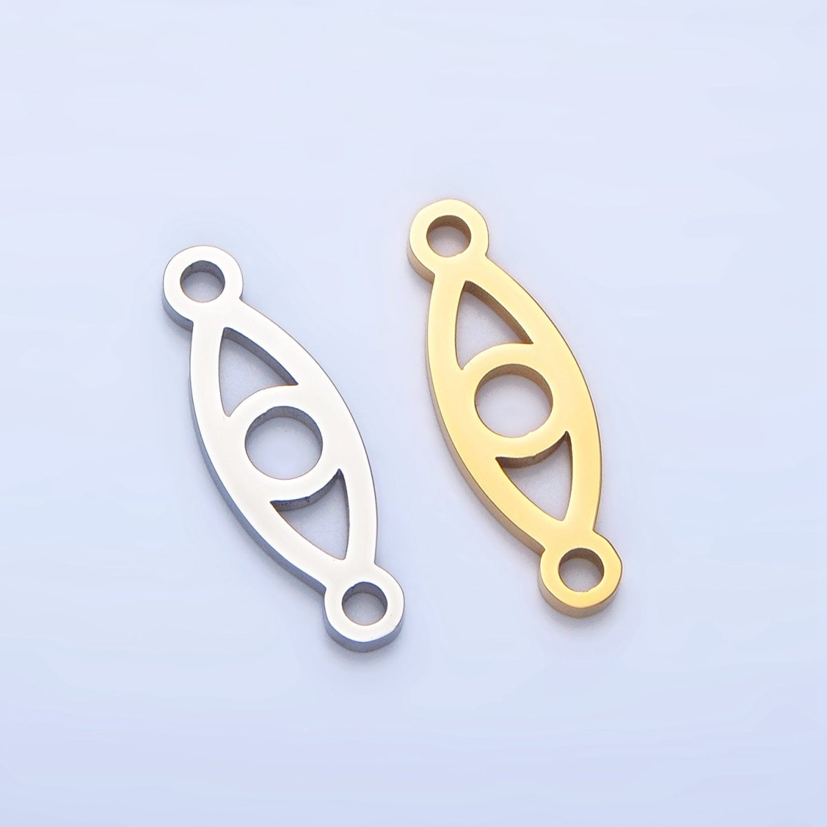 Stainless Steel Open Minimalist Evil Eye Connector in Gold & Silver | F273 - DLUXCA