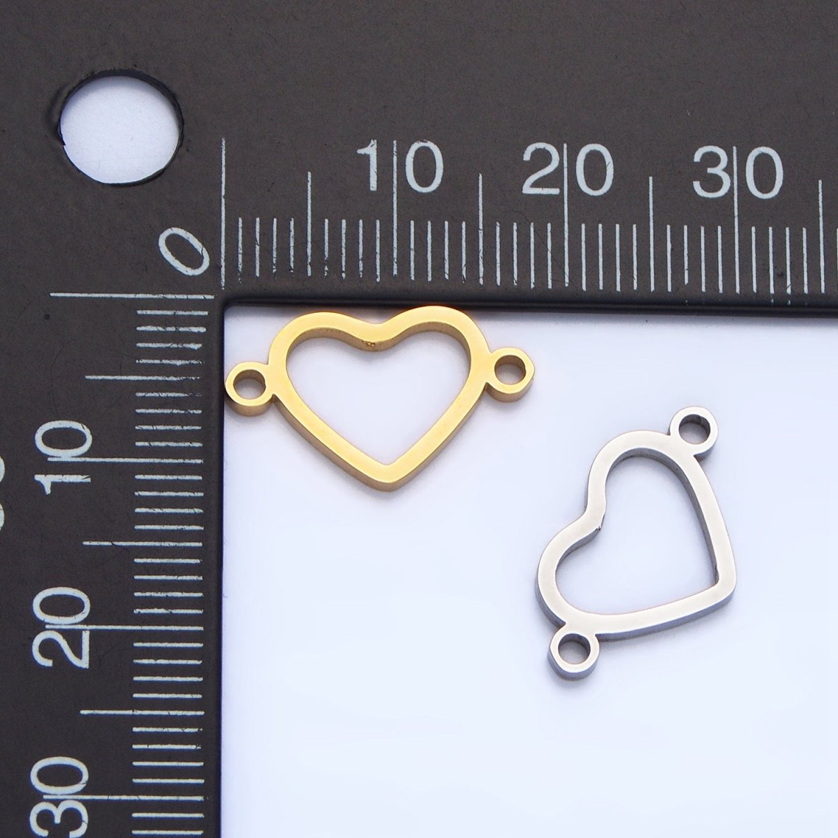 Stainless Steel Open Minimalist Heart Connector in Gold & Silver | F283 - DLUXCA