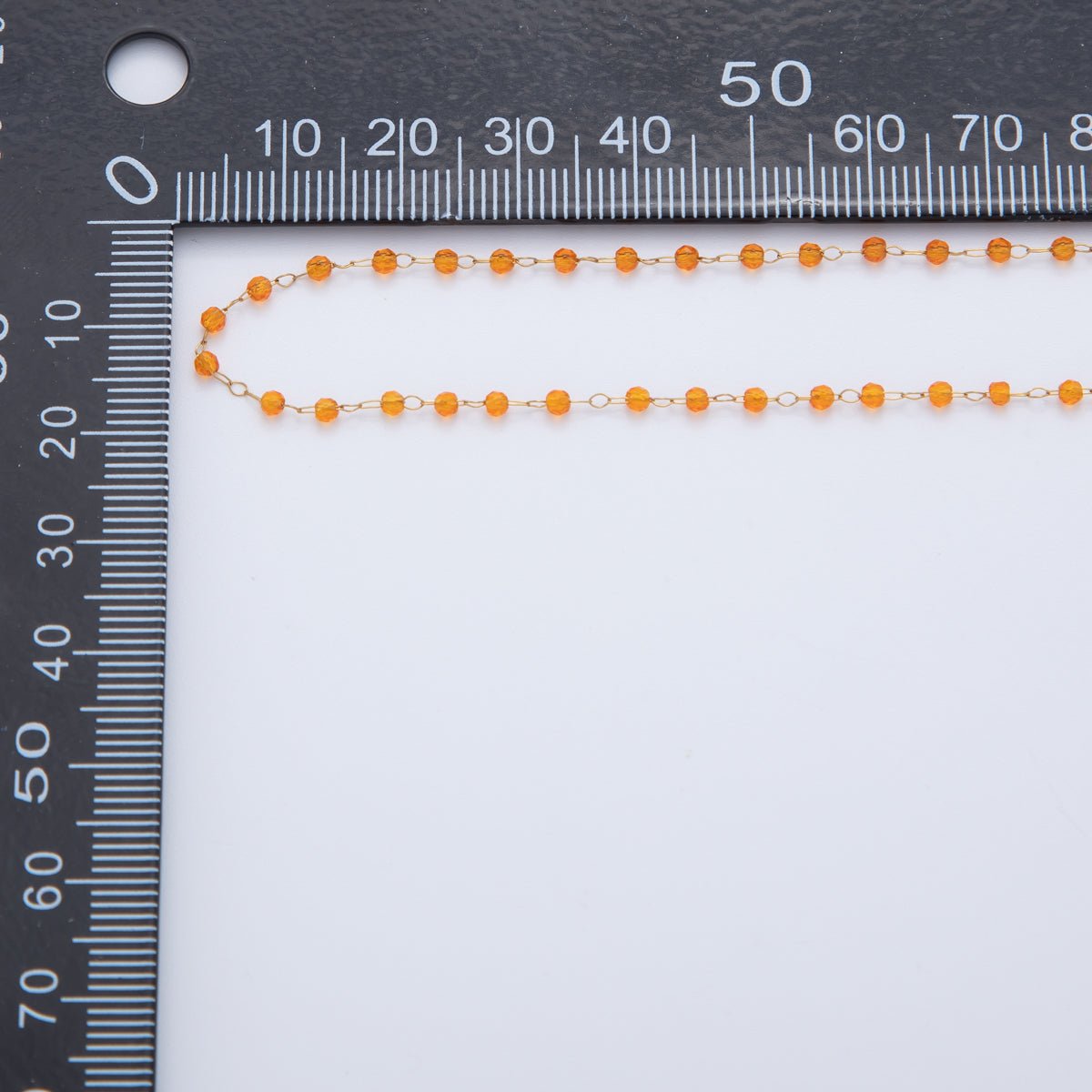 Stainless Steel Orange Multifaceted Round Gemstone Cable Unfinished Chain by Yard | Roll - 1610 - DLUXCA