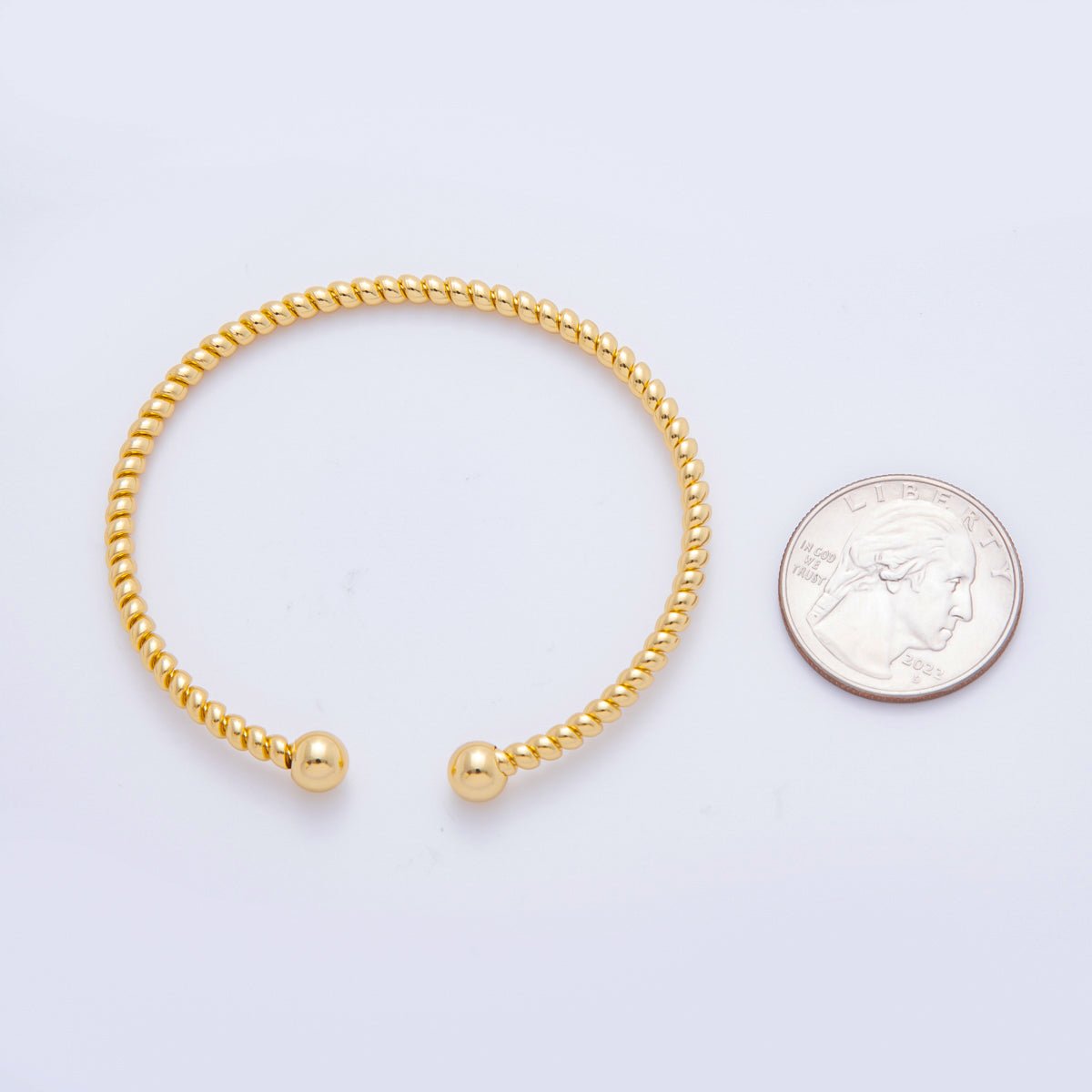 Stainless Steel Orbit Twisted Loop Round Cuff Bangle Bracelet | WA - 3469 - DLUXCA