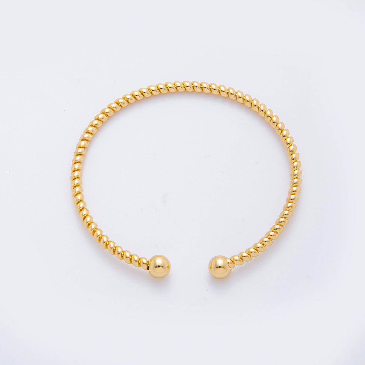 Stainless Steel Orbit Twisted Loop Round Cuff Bangle Bracelet | WA - 3469 - DLUXCA