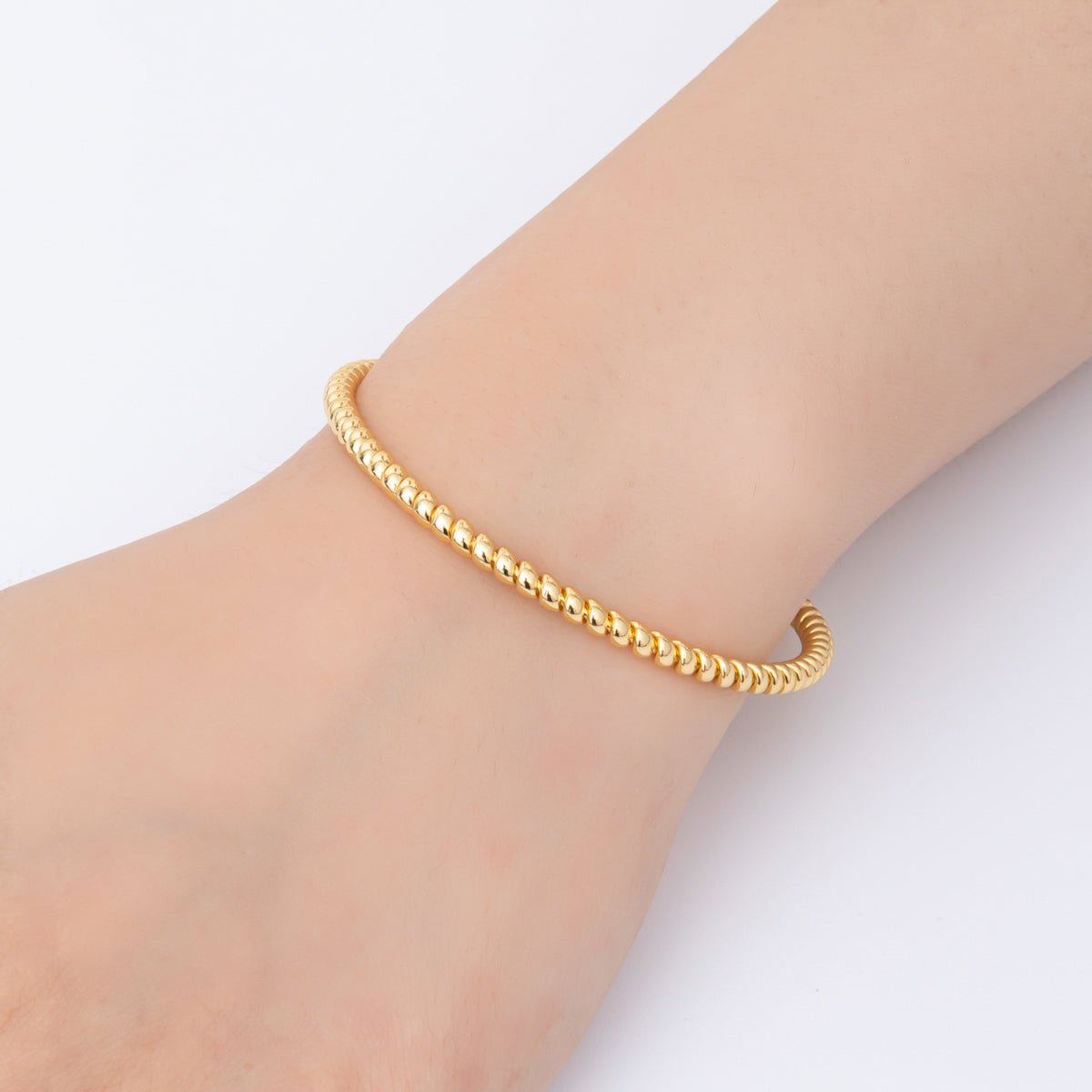 Stainless Steel Orbit Twisted Loop Round Cuff Bangle Bracelet | WA - 3469 - DLUXCA
