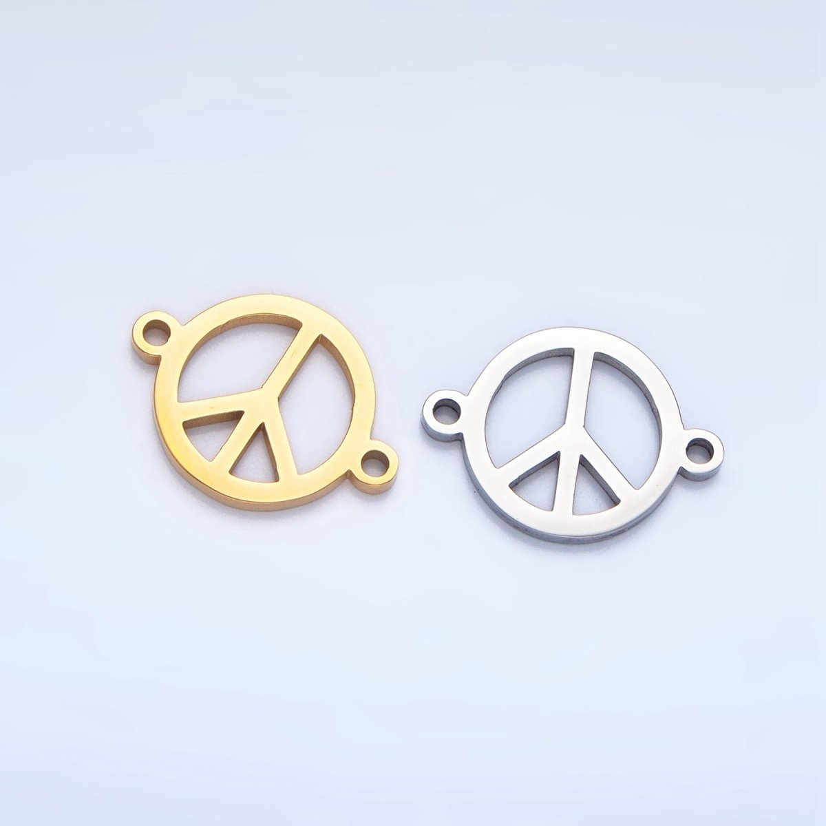 Stainless Steel Peace Sign Symbol Charm Connector in Gold & Silver | G - 462 - DLUXCA