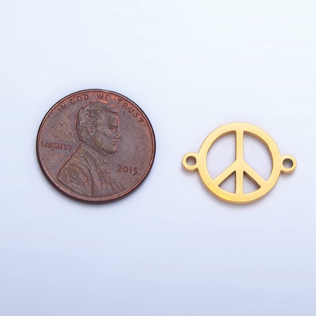 Stainless Steel Peace Sign Symbol Charm Connector in Gold & Silver | G - 462 - DLUXCA