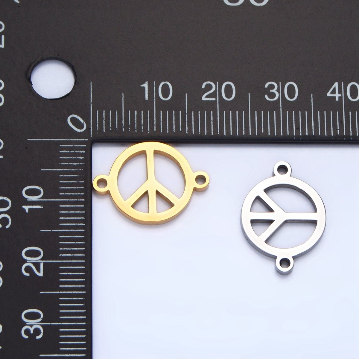 Stainless Steel Peace Sign Symbol Charm Connector in Gold & Silver | G - 462 - DLUXCA