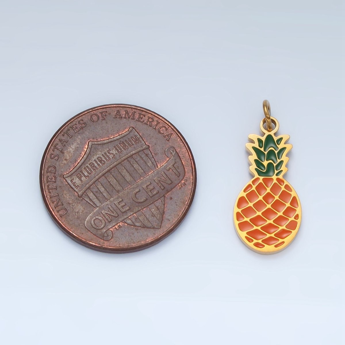 Stainless Steel Pineapple Fruit Enamel Mini Charm | P684 - DLUXCA